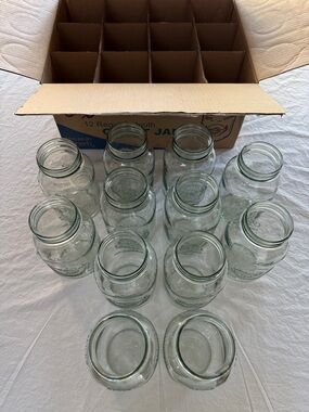 AZURE CANNING 12 QUART GLASS JARS Mt Hood OREGON INWARD ETCH REGULAR BOXED CASE
